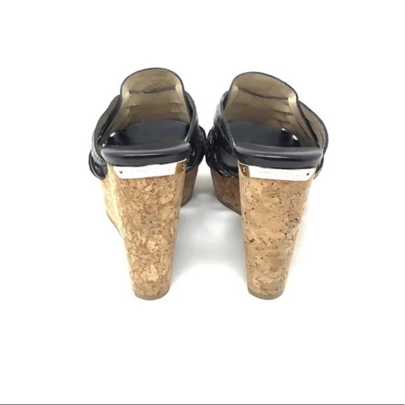 Jimmy Choo Embossed Leather Cork Wedges Size 41 Wedges